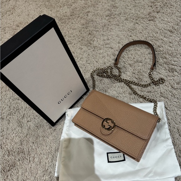 Gucci Handbags - Gucci Interlocking Crossbody Gold Chain
